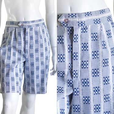 Blue and white stripe seersucker shorts 