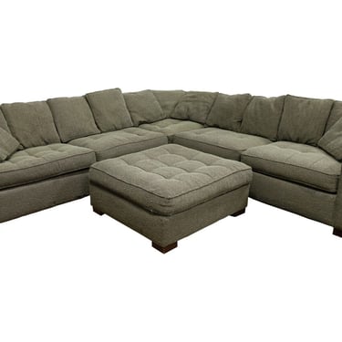 Contemporary Bernhardt Taupe Green Sectional w Ottoman For Workbench Furniture 