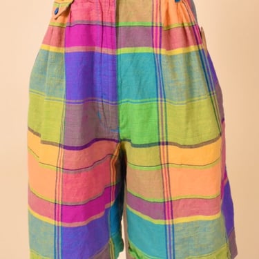 Rainbow Plaid Trouser Shorts By Casual Corner, M
