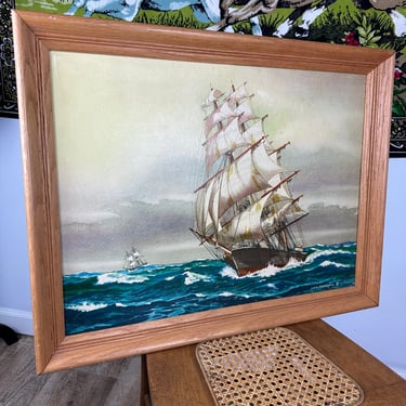 Vintage Ocean and Ship Giclee 