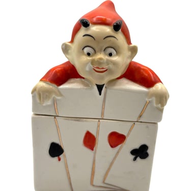 1900's Antique German Devil Ceramic Card Case Or Tobacco Case by Bayreuth 