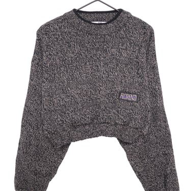 Marled Leather Panel Cropped Sweater