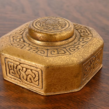 Tiffany Studios New York Zodiac Bronze Doré Inkwell