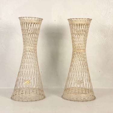 Pair of Peacock Wicker Incorporated Plant Stands, Circa 1970s - *Please ask for a shipping quote before you buy. 