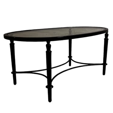 Glass Oval Coffee Table w/Black Metal Base LC243-06