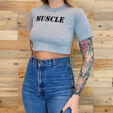 80's Muscle Cropped Vintage Tee Shirt Top 