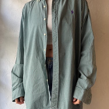 Y2K ‘Ralph Lauren’ Green Gingham Shirt / Large 