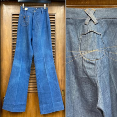 Vintage 1970’s -Deadstock- Whisker Cat Detail Flare Bell Bottom Jeans, 70’s Hippie Jeans, Vintage Flare Pants, Vintage Clothing 