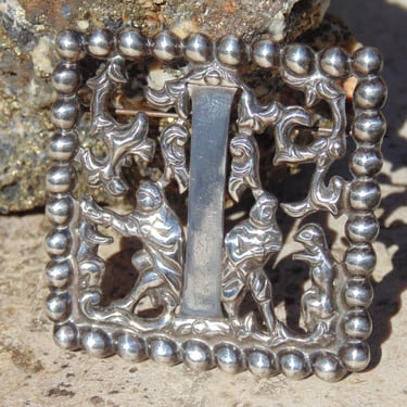 Fred Davis ~ Signed Mexican Silver Square Initial Capital Letter I Pin / Brooch 
