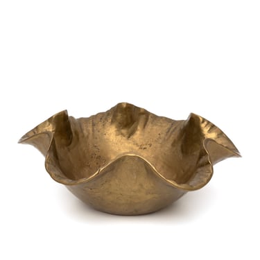 Vintage German Brass Bowl with Scalloped Edge
