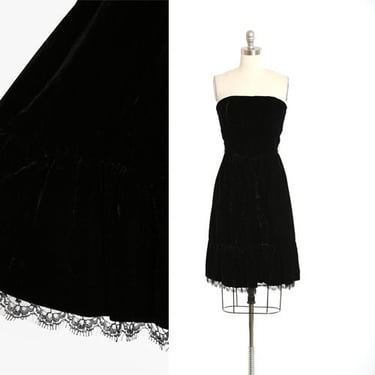 50s Brertshirt velvet dress | Vintage 1950s black velvet lace dress 