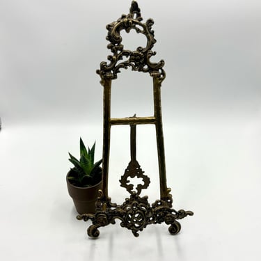 Vintage Hollywood Recency Brass Picture Stand, 14