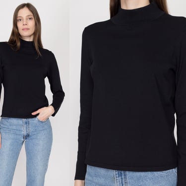 Small 90s Pendleton Black Silk Blend Thermal Shirt | Vintage Base Layer Long Sleeve Warm Undershirt 