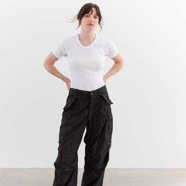 Vintage 30 Waist Black Cargo Pants | Unisex High Rise Fatigues Trousers | Utility Camping Military | P228 