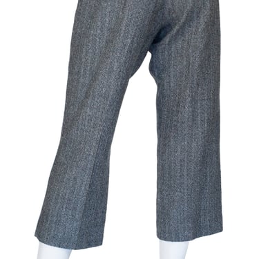 Yohji Yamamoto 2000s Vintage Herringbone Wool Cropped Straight-Leg Trousers 