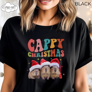 Capybara Christmas Shirt, Gift for Capybara Lover, Cute Capybara Tee, Holiday Capybara Shirt, Cappy Christmas Shirt, Gift for Kid, Retro Top by CloudArt