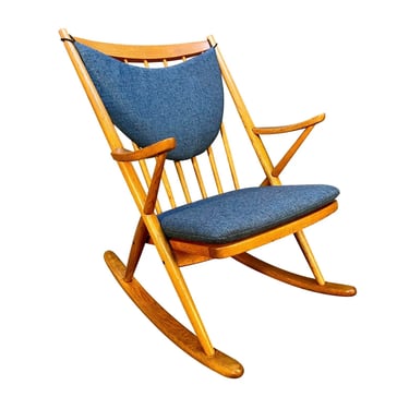 Vintage Danish Mid Century Modern Oak Rocking Chair by Frank Reenskaug 