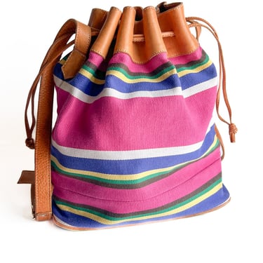 1990s Multicolored Striped Bucket Bag