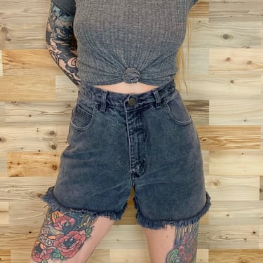 90's High Waisted Cut Off Jean Shorts / Size 28 29 