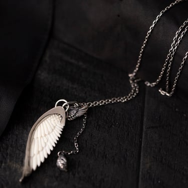 Sterling Silver White Bone Wing Ava Necklace