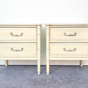 Pair of Faux Bamboo Henry Link Nightstands