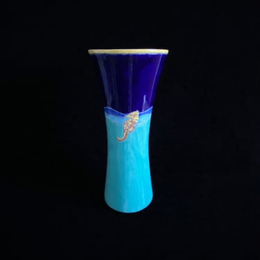 Vintage Modern Artesa 14" TALL Art Studio Pottery Eduardo Vega of Cuenca Ecuador Modernist Sea Theme CARIBE Vase w Shell and Starfish 