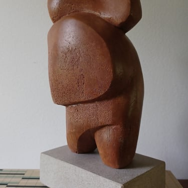 Postmodern Nude Stone Sculpture Abstract vintage mid century Female Chubby 
