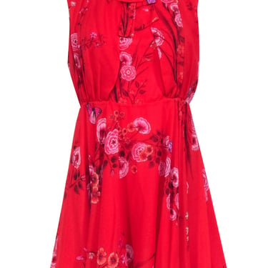 Giambattista Valli - Red Floral Sleeveless Dress Sz 6