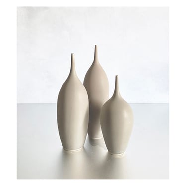 SHIPS NOW-  Stoneware Bottle Trio in Taupe Grey Matte by Sara Paloma 