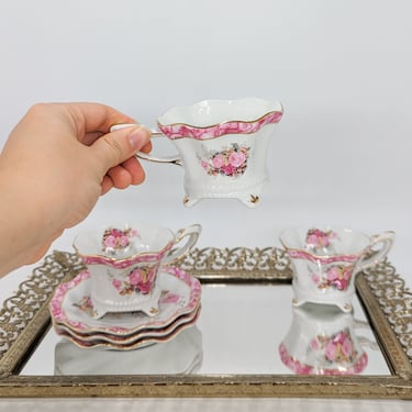 Vintage Royal Elfleda Floral Tea Cup & Saucer Set of 3 