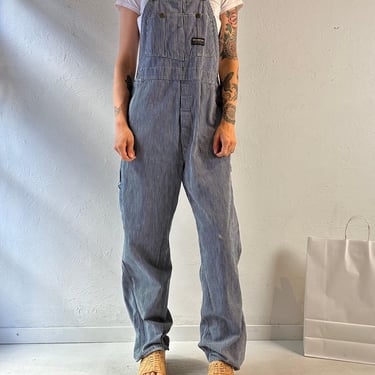 90s 'Osh Kosh' Pinstripe Denim Overalls / Union Made / Medium 