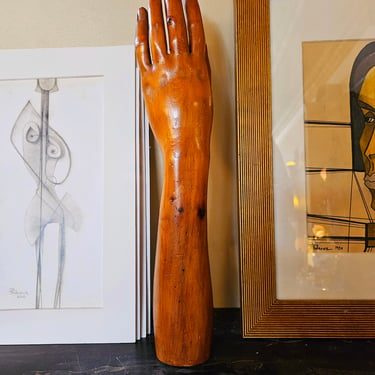 Antique Articulated Hand with moving thumb Glove counter display 