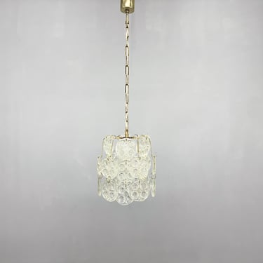 1970s Brass & Pressed Glass Chandelier, Czechoslovakia 