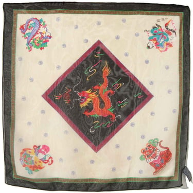 Vintage Chinese Dragon Scarf Novelty Print 
