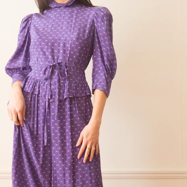 1970s Belle France Lilac Crepe Dress 