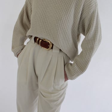 Vintage Cream Silk Woven Pullover