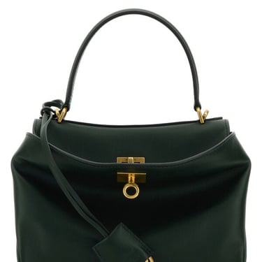 Balenciaga Women Dark Green Leather Mini Rodeo Handbag