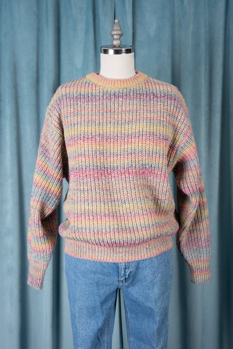 Vintage 80s United Colors of Benetton Pastel Rainbow Wool Shaker Cherry Modern Vintage Portland OR