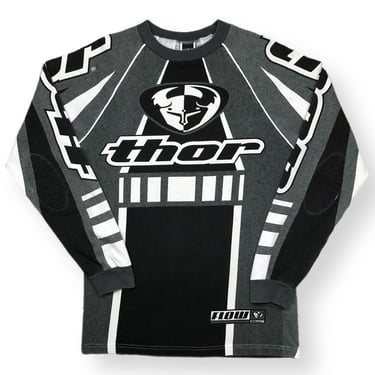 Vintage 90s Thor Motocross Made in USA All Over Print Long Sleeve Racing Jersey Shirt Size Medium/Large 