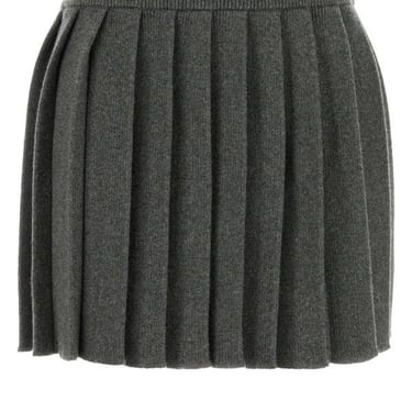 Miu Miu Women Dark Grey Cashmere Blend Mini Skirt