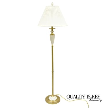Lenox Quoizel White Porcelain Brass Candlestick Pole Floor Lamp with Shade
