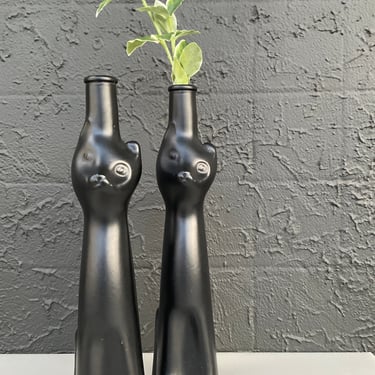 Black Modern Cat Ceramic Vase