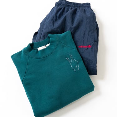 Embroidered Peace Sweatshirt in Teal