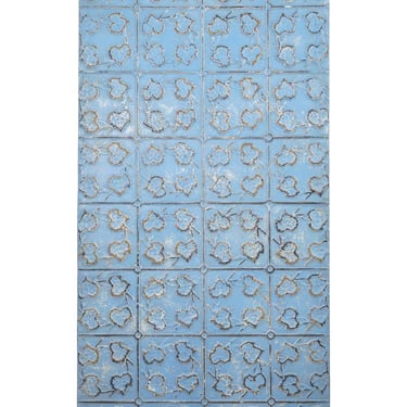 Handcrafted Blue 4 Leaf 4 x 2 Antique Tin Panel