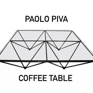 Paolo Piva B&amp;B Italia Square Low Profile Glass Geometric Metal Coffee Table