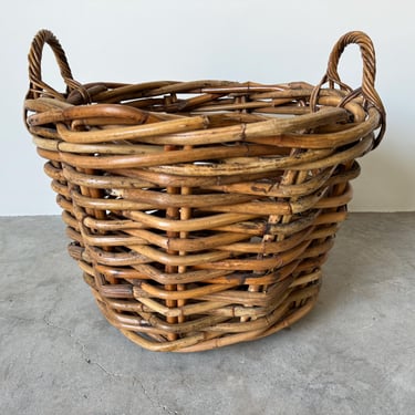 Vintage Organic Woven Wicker Rattan Basket / Planter 