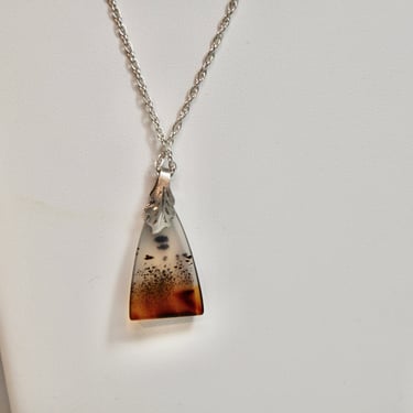 Extraordinary Wild Cat Spotted Montana Agate Pendant Necklace 925 Sterling Chain & Settings Genuine Montana Agate 18" 925 Chain Gift for Her 