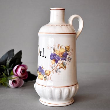 Vintage Porcelain Oil Bottle Cottage Decor Vintage Decor Oil Bottle With Flowers Home Decor 