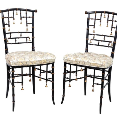 Pair Brighton Style Faux Bamboo Chairs