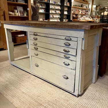 Vintage 6-Drawer Painted Workbench